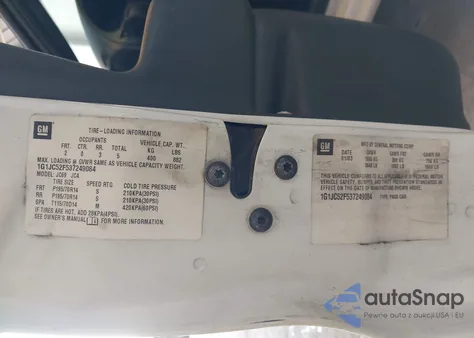 2003 Chevrolet Cavalier из США, поврежденный, VIN 1G1JC52F537249084